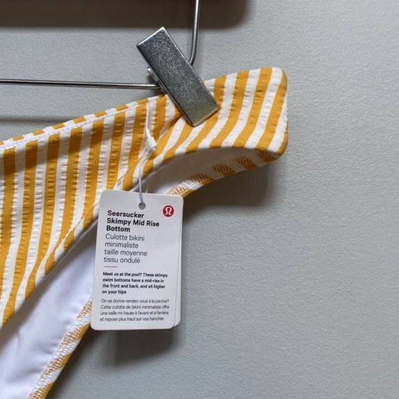 2021 Lululemon Yellow Striped Seersucker Skimpy Mid Rise Bikini Bottom Size XL - Picture 4 of 8